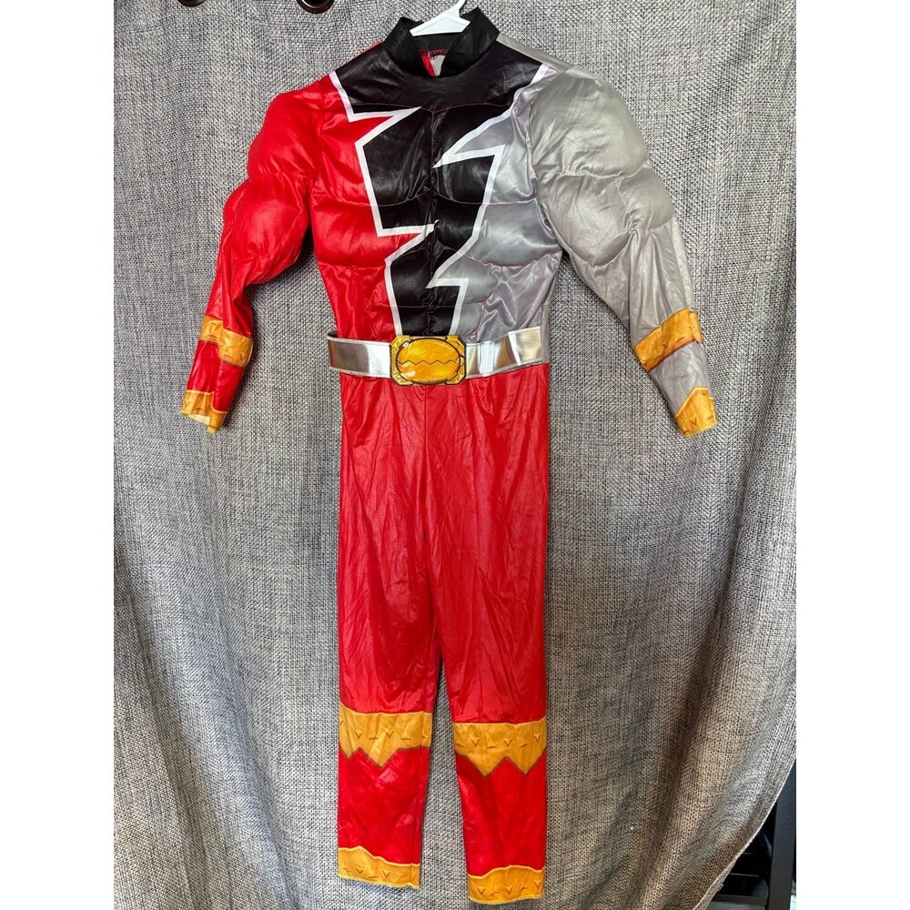Disguise Muscle Red Power Ranger Dino Fury Costume padded muscle chest and arms